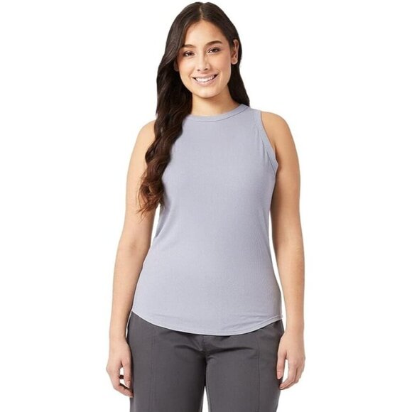 NEW 32 Degrees Cool Womens L Ribbed Tank Top Light Gray Polyester Spandex Blend - Picture 1 of 12
